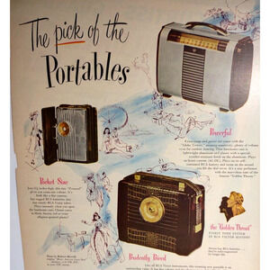 RCA Victor Portable Radio Print AD Pocket Size Carry Vintage 1948 Ready To Frame
